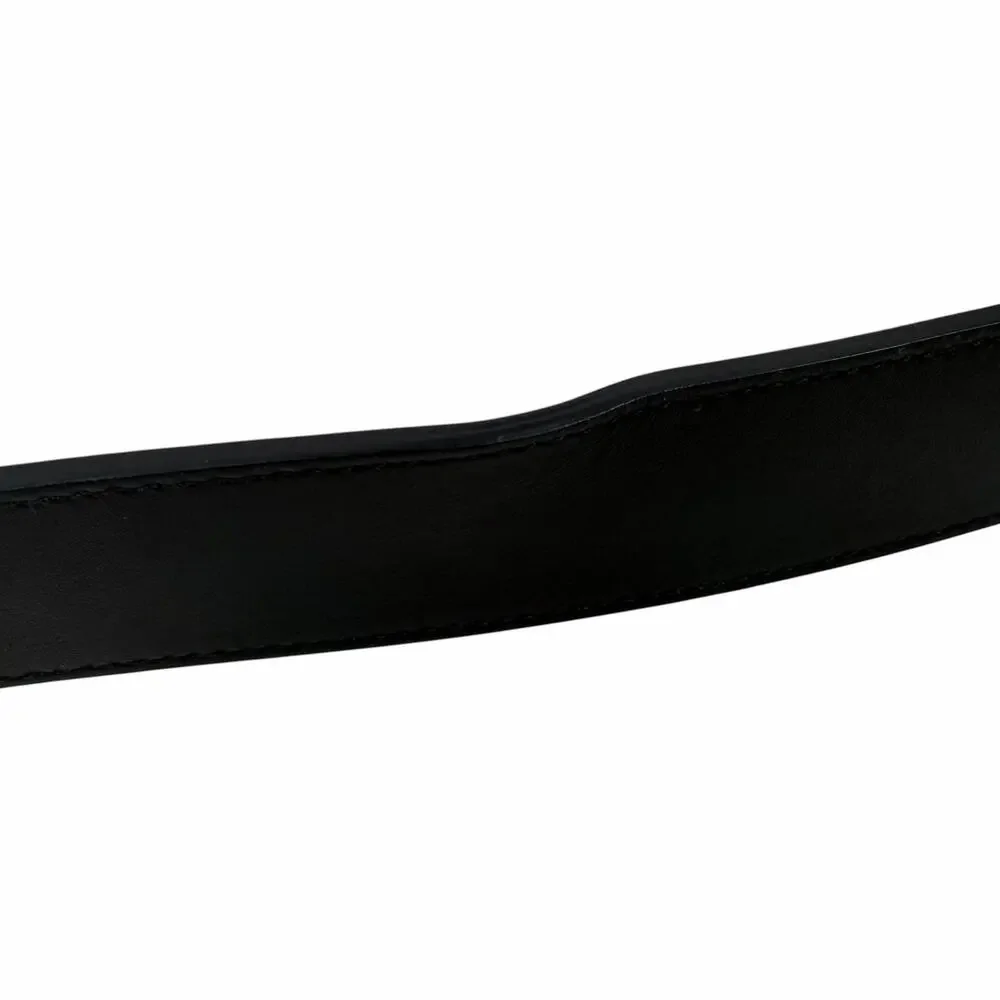 Gucci GG Logo Marmont Wide Leather Belt Black Gold Buckle Size 90/36